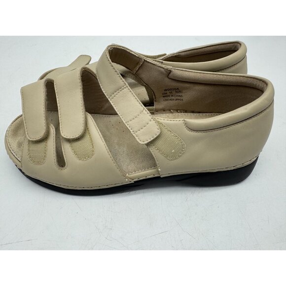 Propet Womens Breezy Walker Sandals Size 11 Extra Wide Beige Leather Casual - Picture 7 of 9
